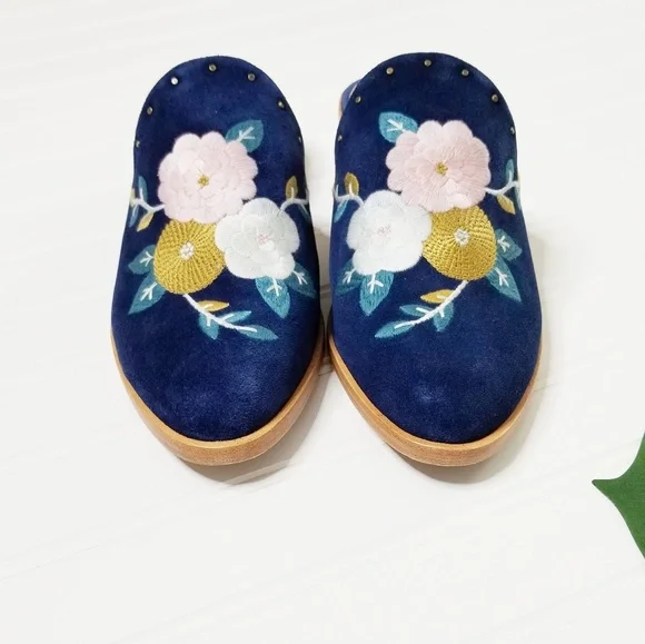 Soludos x Anthropologie Jardin Embroidered Suede Leather Mules 10 - Picture 3 of 8